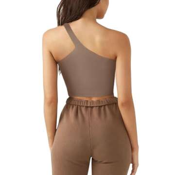 Sexy Crop Tops Sports Bras Sleeveless Backless Workout Tops Medium High Support Athletic Running Bra Crop Top for Teen Girls(Coffee Small)