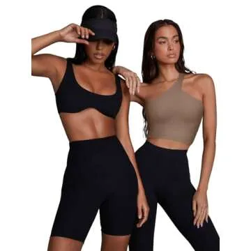 Sexy Crop Tops Sports Bras Sleeveless Backless Workout Tops Medium High Support Athletic Running Bra Crop Top for Teen Girls(Coffee Small)