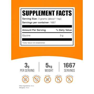 BulkSupplements.com Glycine Powder - Glycine Supplements, Glycine 3000mg - Glycine Amino Acid Supple...
