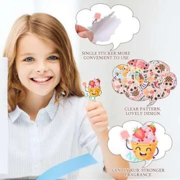 300 Pcs Scratch and Sniff Sticker for Kids Smelly Scented Motivational Stickers Reward Stickers Teacher Stickers Incentive Positive Stickers for Student Classroom Chart School Supplies (Ice Cream)