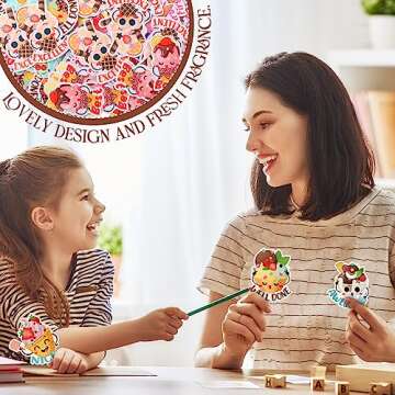 300 Pcs Scratch and Sniff Sticker for Kids Smelly Scented Motivational Stickers Reward Stickers Teacher Stickers Incentive Positive Stickers for Student Classroom Chart School Supplies (Ice Cream)