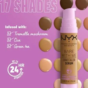 NYX PROFESSIONAL MAKEUP Bare With Me Concealer Serum, Concealer Makeup For Up To 24Hr Hydration - Deep Golden
