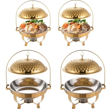 Elegant 8.5Qt Stainless Steel Gold Chafing Dishes Set of 4 for Upscale Buffets
