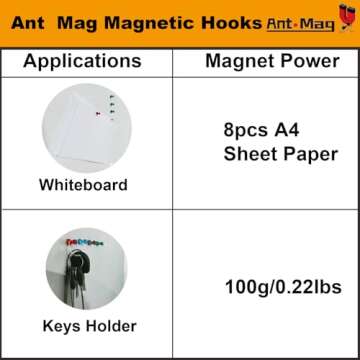 Ant Mag Magnetic Push Pins 48pcs Strong Whtieboard Pins Magnets Perfect Use for Map Fridge Kitchen Home Office Classroom