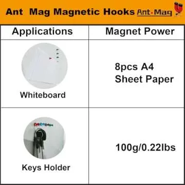Ant Mag Magnetic Push Pins 48pcs Strong Whtieboard Pins Magnets Perfect Use for Map Fridge Kitchen Home Office Classroom