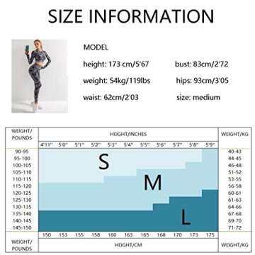 MANON ROSA Workout Sets Women 3 Piece Gym Outfit Seamless Yoga Long Sleeve Crop Top Legging Exercise Fitness Camouflage Grey Small