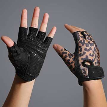 ZEROFIRE Workout Gloves for Women Men - Weight Lifting Gloves with Full Palm Protection & Extra Grip for Women Gym, Weightlifting, Weight Lift, Rowing, Exercise, Sport, Cycling.Leopard-Small