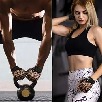 ZEROFIRE Workout Gloves for Women Men - Weight Lifting Gloves with Full Palm Protection & Extra Grip for Women Gym, Weightlifting, Weight Lift, Rowing, Exercise, Sport, Cycling.Leopard-Small