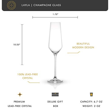 JoyJolt Champagne Flutes Set of 4 Elegant Crystal Glasses