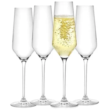 JoyJolt Champagne Flutes Set of 4 Elegant Crystal Glasses