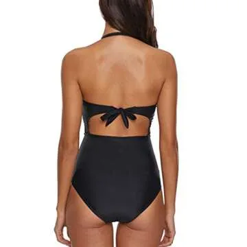 Belgius Halter Push Up High Waist Monokinis Tummy Control