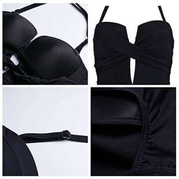 Belgius Women Halter Push Up High Waist Monokinis One Piece Swimsuit Tummy Control Bathing Suit Black