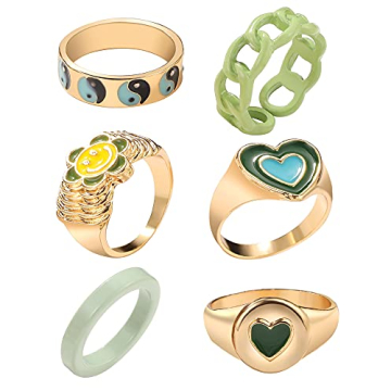 17 MILE Chunky Rings Colorful, Trendy Resin Acrylic Open Stackable Finger Knuckle Y2K Rings for Wome...