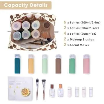 Narwey Checkered Makeup Bag Travel Cosmetic Bag Organizer Toiletry Bag Make Up Bags with Compartments for Women Girls (Large, Dark Checkerboard)