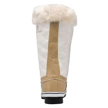 DREAM PAIRS Women's River_1 Beige White Mid Calf Waterproof Winter Snow Boots Size 8 M US