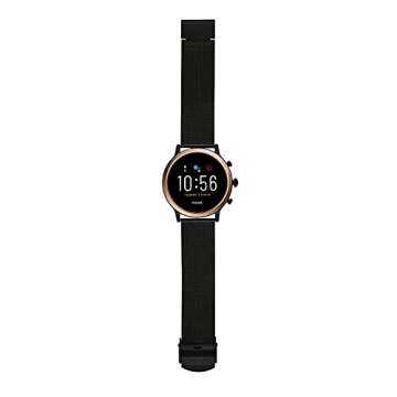 Fossil 44mm Gen 5 Julianna Stainless Steel Mesh Touchscreen Smart Watch, Color: Rose Gold/Black (Model: FTW6036)