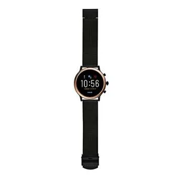 Fossil 44mm Gen 5 Julianna Stainless Steel Mesh Touchscreen Smart Watch, Color: Rose Gold/Black (Model: FTW6036)