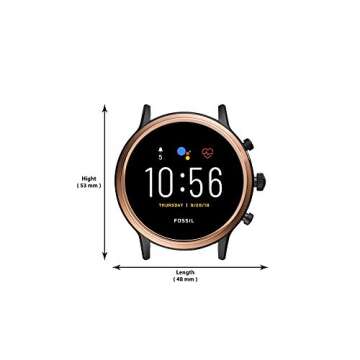 Fossil 44mm Gen 5 Julianna Stainless Steel Mesh Touchscreen Smart Watch, Color: Rose Gold/Black (Model: FTW6036)