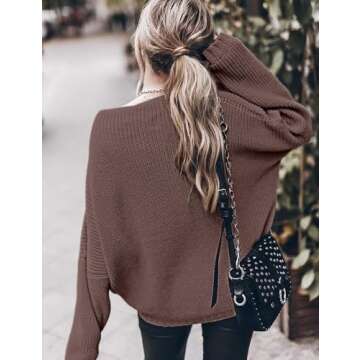 Women’s Trendy Sweaters to Wear with Leggings Causal Mock Neck Batwing Sleeve Fall Cute Oversized Knit Tops