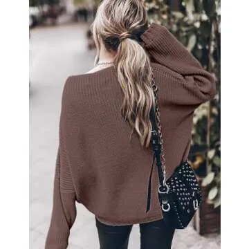 Women’s Trendy Sweaters to Wear with Leggings Causal Mock Neck Batwing Sleeve Fall Cute Oversized Knit Tops