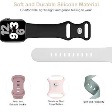 Comfortable 6 Pack Silicone Sport Bands for Apple Watch