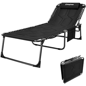 KingCamp Oversize Padded Folding Chaise Lounge Chair for Outdoor Relaxation