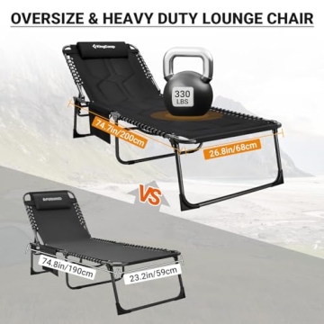 KingCamp Adjustable Padded Chaise Lounge Chair for Outdoor Comfort