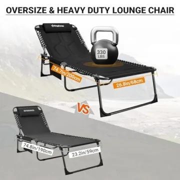KingCamp Adjustable Padded Chaise Lounge Chair for Outdoor Comfort