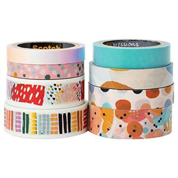 Scotch Washi Tape - 8 Rolls for Creative Journaling and Scrapbooking