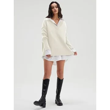 Deep Self Oversized V Neck Sweater Fall 2024 Fashion