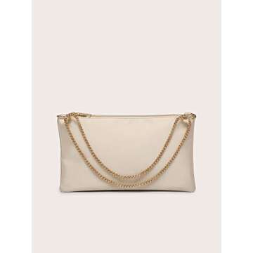 Verdusa Women's Satin Evening Handbag Shoulder Bag Purse Champagne one-size