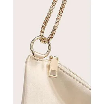 Verdusa Women's Satin Evening Handbag Shoulder Bag Purse Champagne one-size