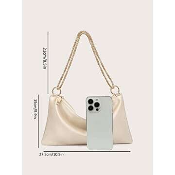 Verdusa Women's Satin Evening Handbag Shoulder Bag Purse Champagne one-size