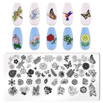 JERCLITY Nail Stamping Kit - 6 Flower Design Plates