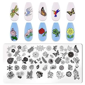 JERCLITY Nail Stamping Kit - 6 Flower Design Plates
