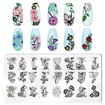 JERCLITY Nail Stamping Kit - 6 Flower Design Plates