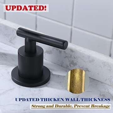 MYHB Black Bathroom Faucet for Sink 3 Hole, Pop Up Drain Included, Cupc Certified Hose, 1.2GPM Brass Construction, Stylish Black Finish, Easy Installation Bathroom Sink Faucet, SH001H
