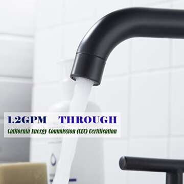MYHB Black Bathroom Faucet for Sink 3 Hole, Pop Up Drain Included, Cupc Certified Hose, 1.2GPM Brass Construction, Stylish Black Finish, Easy Installation Bathroom Sink Faucet, SH001H