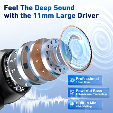 HIYDOO Bluetooth Headphones 91Hrs Playback Wireless Earbuds