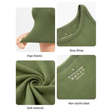 Kole Meego Crop Tops for Women Workout Cropped Tank Top Trendy High Neck Camisole Yoga Shirts Athletic Undershirts 4 Pack Black/White/Coffe/Olive XL