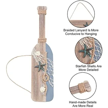 PH PandaHall Beach-Themed Wooden Oar Wall Decor