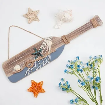 PH PandaHall Beach-Themed Wooden Oar Wall Decor