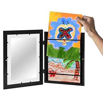Americanflat Set of 2 10x12.5 Kids Art Frame - Front Loading Picture Frame Holds 100 Artworks - Use as 8.5x11 Frame with Mat or 10x12.5 Frame Without Mat - My Mini Masterpiece - Black