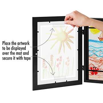 Americanflat Set of 2 10x12.5 Kids Art Frame - Front Loading Picture Frame Holds 100 Artworks - Use as 8.5x11 Frame with Mat or 10x12.5 Frame Without Mat - My Mini Masterpiece - Black