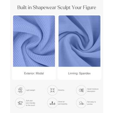 Popilush Shapewear Dress Womens Summer Long Dresses Built-in Bra Slip Bodycon Maxi Dress with Adjustable Straps Light Blue