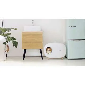 MS Cat Litter Box for Easier Handling of Cat Litter, Enclosed Design, Easy to Clean, Prevent Sand Leakage, Easy Assembly and Large Space, with Cat Litter Scoop