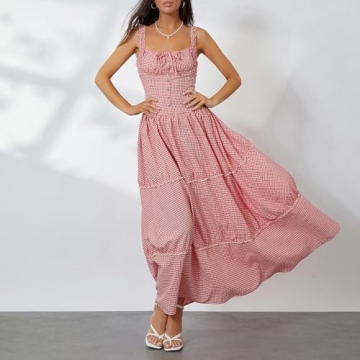 Chic Y2k Sleeveless Gingham Maxi Dress for Women