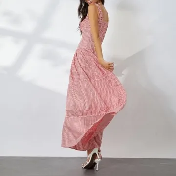Chic Y2k Sleeveless Gingham Maxi Dress for Women