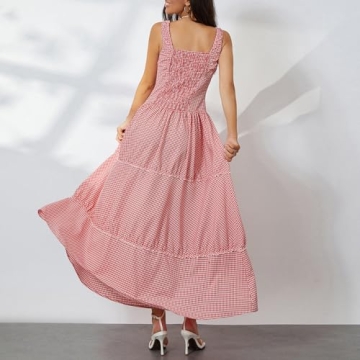 Chic Y2k Sleeveless Gingham Maxi Dress for Women