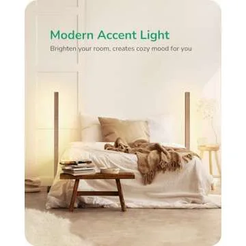 EDISHINE Wood LED Corner Floor Lamp for Home Decor